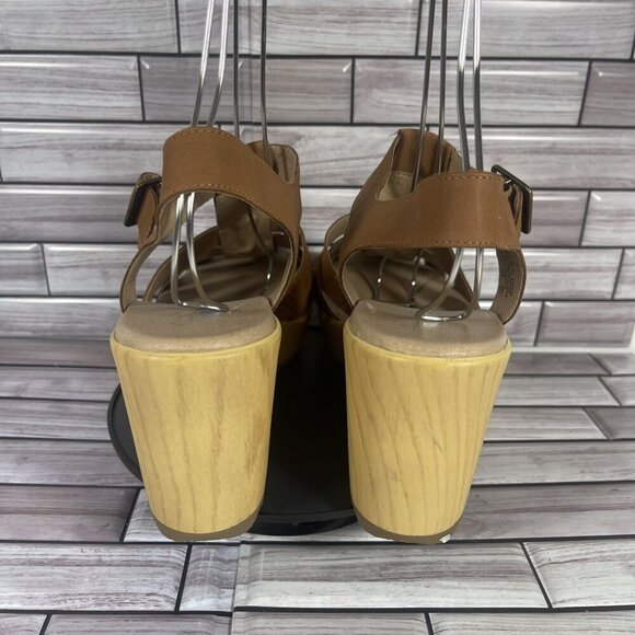 Dr. Scholl's Want It All Fisherman Block Heel Brown Leather Sandal Size 11-NEW - Picture 4 of 8